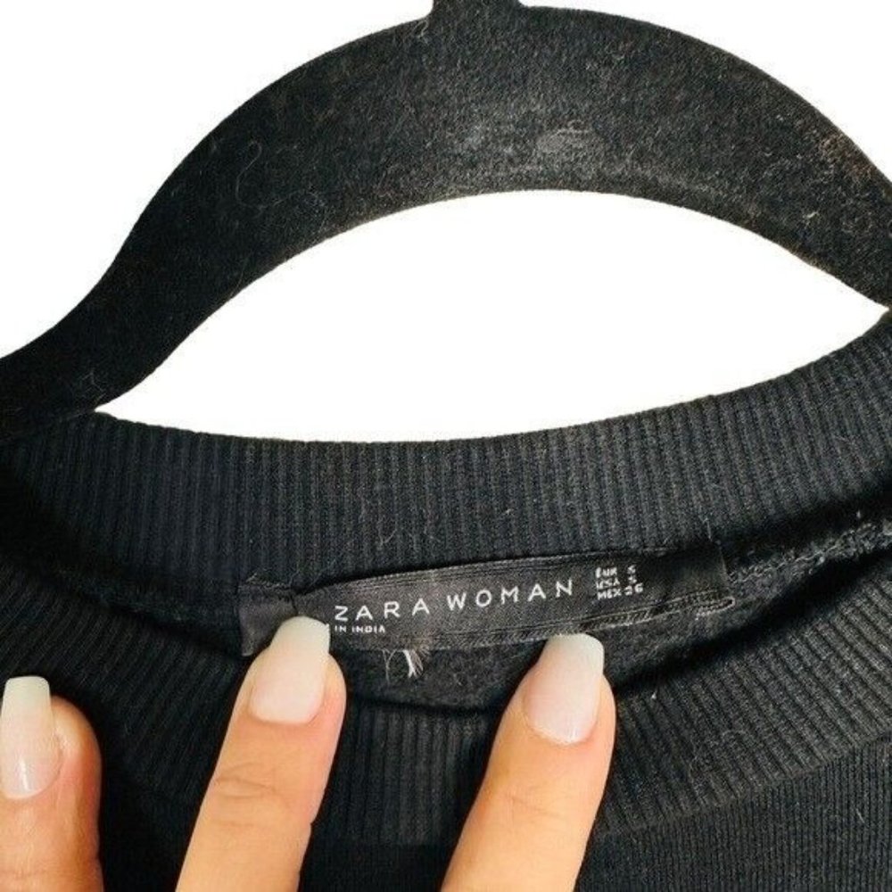 Zara Black Floral Embroidered Sweatshirt Women’s Size Small Bloggers Favorite. - Picture 7 of 9